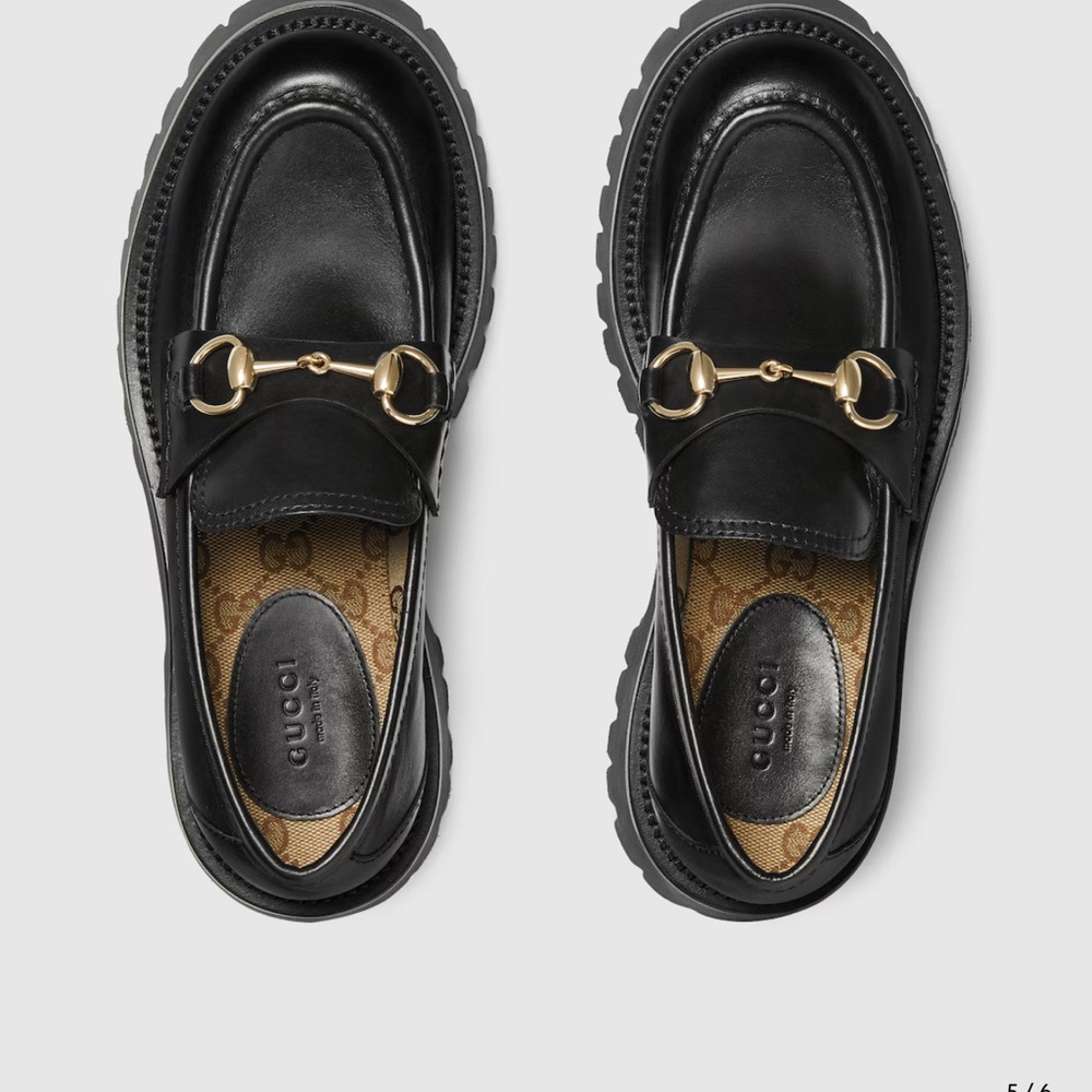 Gucci Black Leather Horsebit Loafers